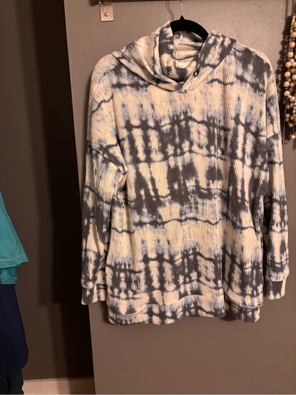 French Laundry Cozy Ribbed Tie-Dye Pullover Hoodie Size XL